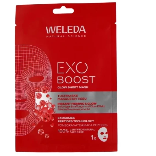 Weleda Exo Boost Glow Masque en Tissu Grenade et Peptides de Maca 20 ml
