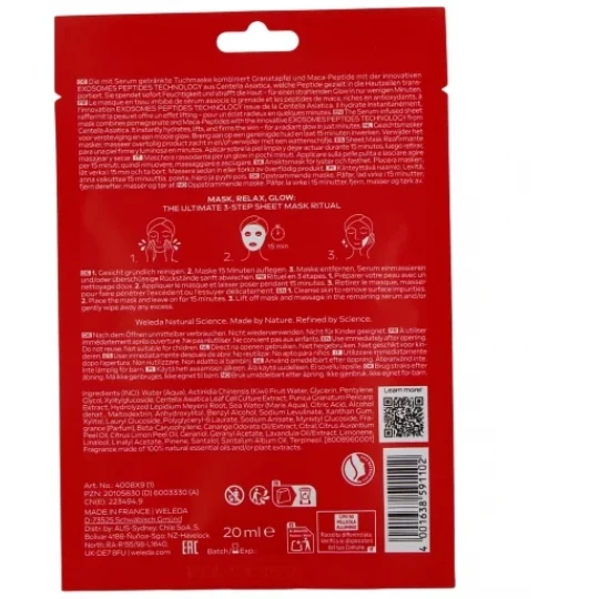 Weleda Exo Boost Glow Masque en Tissu Grenade et Peptides de Maca 20 ml - image 2