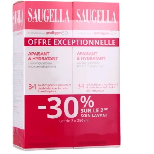 Saugella Poligyn50+ Apaisant & Hydratant 3en1 Lot 2 x 250 ml