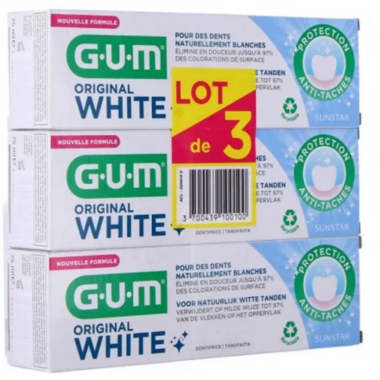 Gum Original White Dentifrice Blancheur 2 + 1 Offert