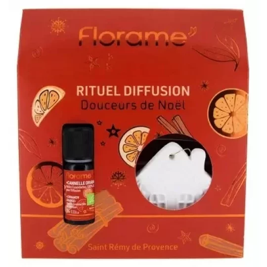 Florame Coffret Huile Essentielle Cannelle Orange Bio 10 ml + Décoration à Parfumer
