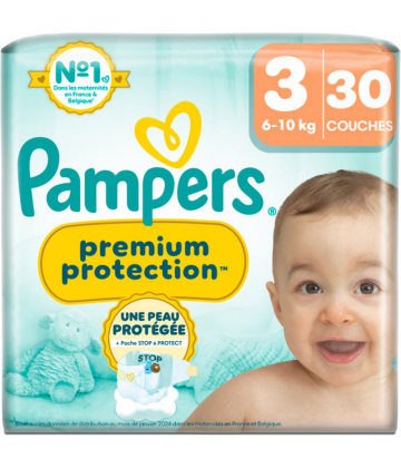 Pampers Premium Protection Skin Comfort Taille 3 30 Couches (6-10 kg)
