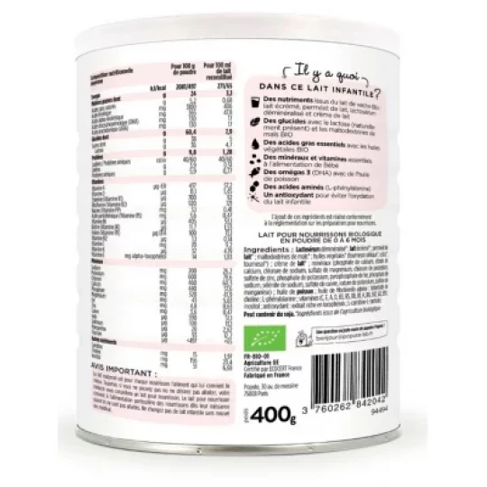 Popote Le 1er Âge de 0 à 6 Mois Bio 400 g - image 3