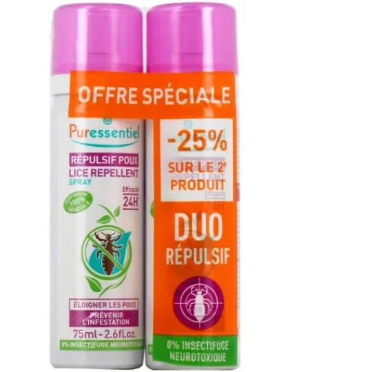 Puressentiel Spray Répulsif Poux 2 x 75 ml