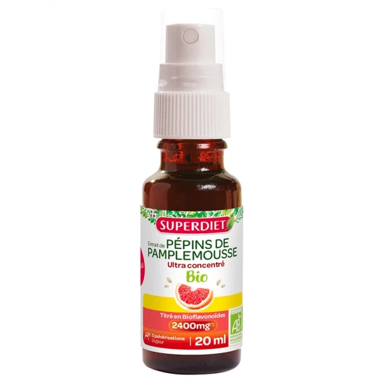 Superdiet Extrait de Pépins de Pamplemousse Ultra Concentré 2400 mg Bio 20 ml