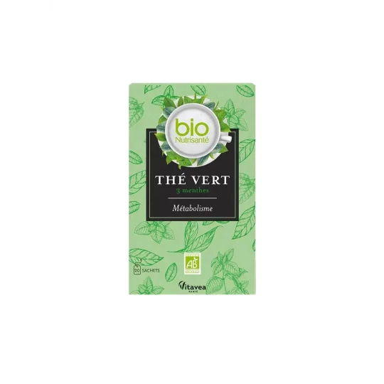 Vitavea Thé Vert Métabolisme 3 Menthes Bio Sachets x 20