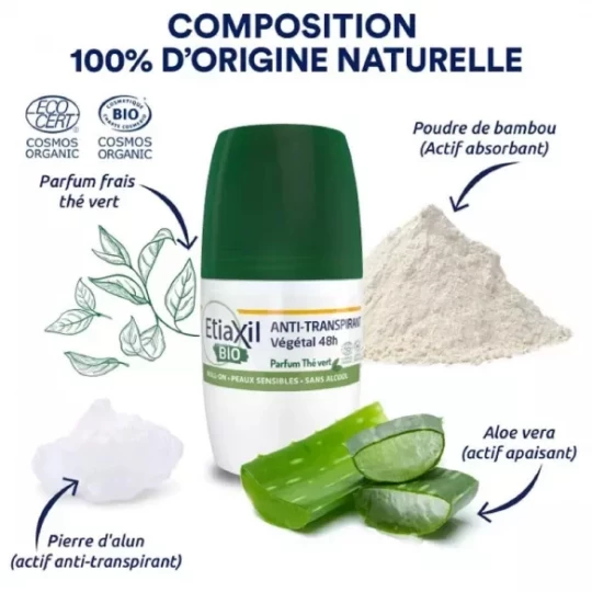 Etiaxil Déodorant Anti-Transpirant Végétal 48H Thé Vert Bio 50 ml - image 3