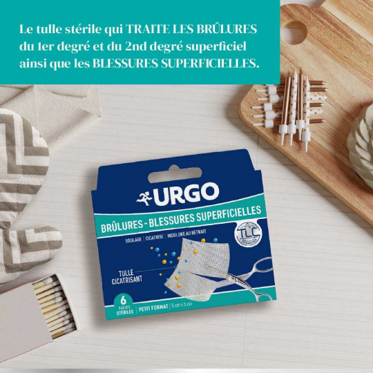 Urgo Brûlures et Blessures Superficielles Tulles Stériles 5 x 5 cm x 6 - image 2