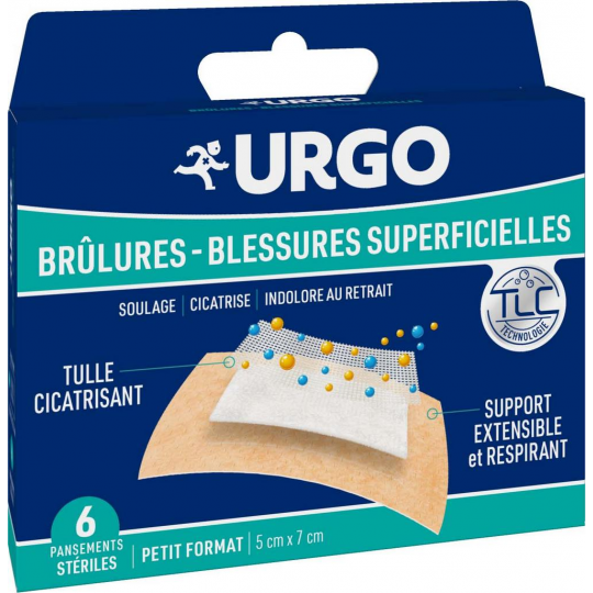 Urgo Brûlures et Blessures Superficielles Pansements Stériles x 6