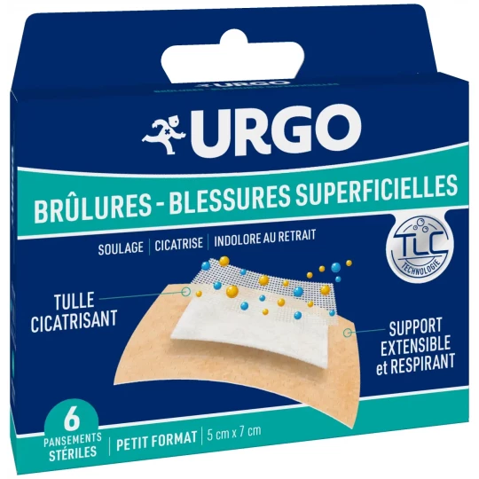Urgo Brûlures et Blessures Superficielles Pansements Stériles x 6