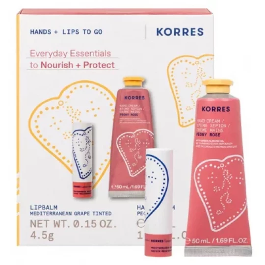 Korres Crème Mains Hydratante Peony Rose 50 ml + Korres Stick à Lèvres Teinté Raisin Méditerranéen 4,5 g - image 2