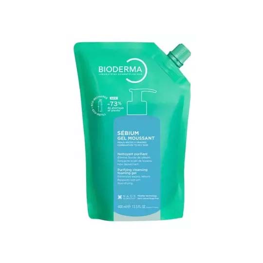 Bioderma Sébium Gel Moussant Nettoyant Purifiant Éco-Recharge 400 ml
