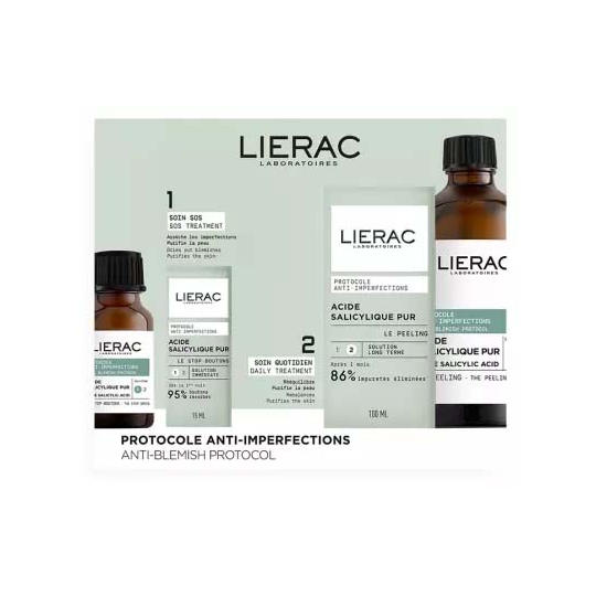 Lierac Protocole Peeling Anti-Imperfections Acide Salicylique Pur 100 ml + Acide Salicylique Pur Le Stop Boutons 15 ml - image 1