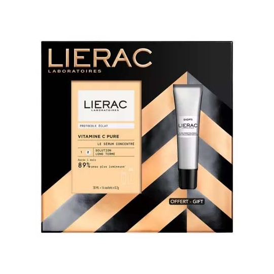 Lierac Vitamine C Pure Le Sérum Concentré 30 ml + 14 Sachets 0,2 g + Diopti Fluide Correction Cernes 15 ml Offert