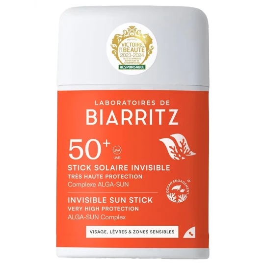 Laboratoires de Biarritz Stick Solaire Invisible SPF50+ Bio 10 g