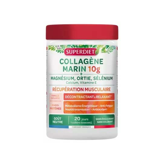Superdiet Collagène Marin 10 g + Magnésium, Ortie, Sélénium 240 g