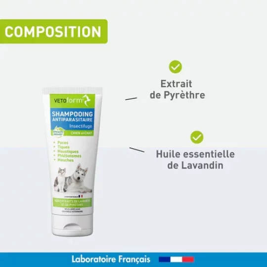 Vetoform Shampoing Antiparasitaire Insectifuge Chien et Chat 200 ml - image 2