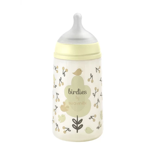 Suavinex Birdies Biberon Tétine Symétrique Débit Moyen 270 ml 3 Mois et +