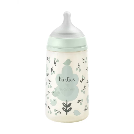 Suavinex Birdies Biberon Tétine Symétrique Débit Moyen 270 ml 3 Mois et + - image 2
