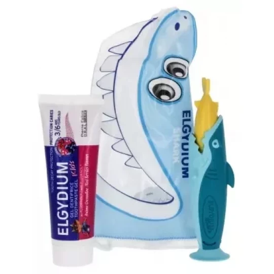 Elgydium Trousse de Voyage Shark 3-6 Ans
