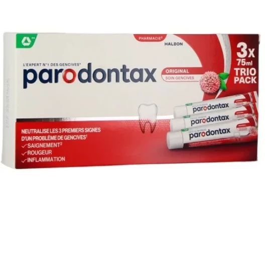 Parodontax Original Saignement Gencives Dentifrice 3 x 75 ml