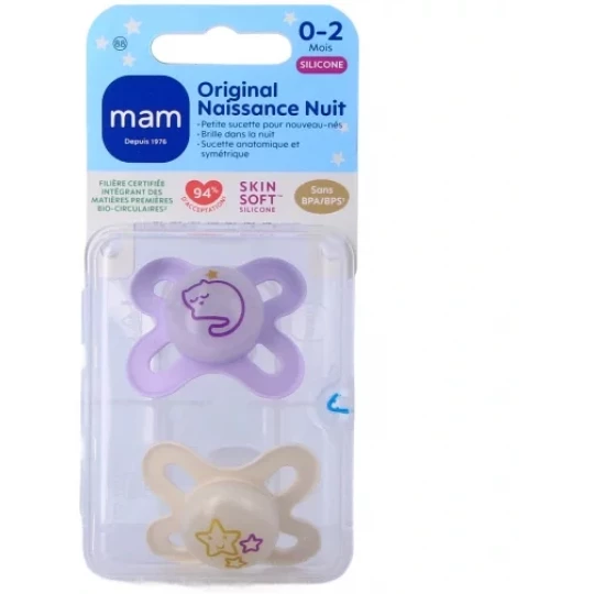Mam Original Naissance Nuit Sucette 0-2 mois x 2