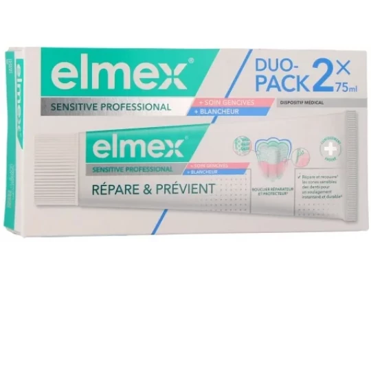 Elmex Sensitive Professional Dentifrice Soin Gencives Blancheur 2 x 75 ml