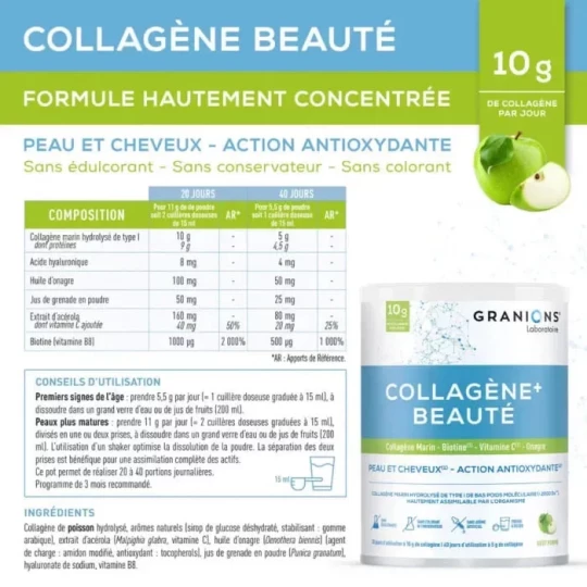 Granions Collagène+ Beauté Goût Pomme Poudre 220 g - image 7