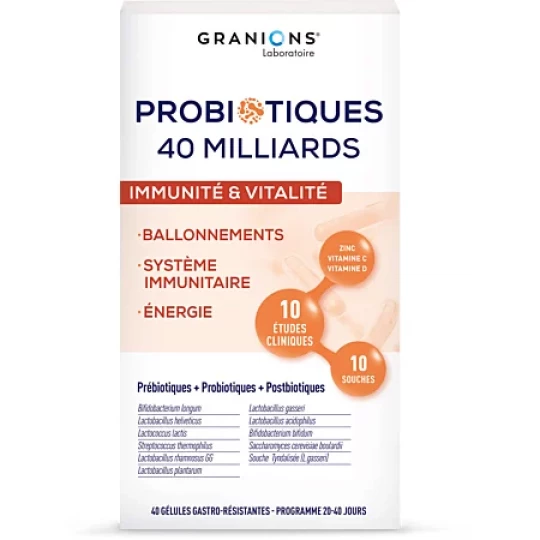 Granions Probiotiques Immunité et Vitalité x 40 Gélules