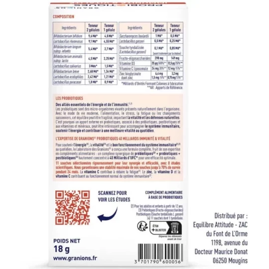 Granions Probiotiques Immunité et Vitalité x 40 Gélules - image 6