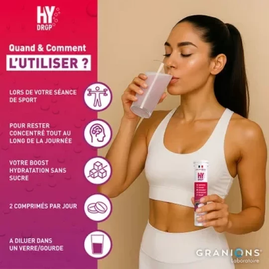 Granions Hydrop Hydratation Vitamines Minéraux Fruits Rouges Comprimés x 20 - image 4