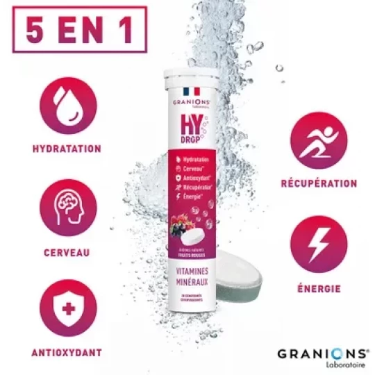 Granions Hydrop Hydratation Vitamines Minéraux Fruits Rouges Comprimés x 20 - image 6