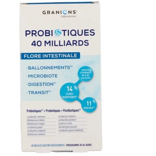 Granions Probiotiques 40 Milliards Flore Intestinale Gélules