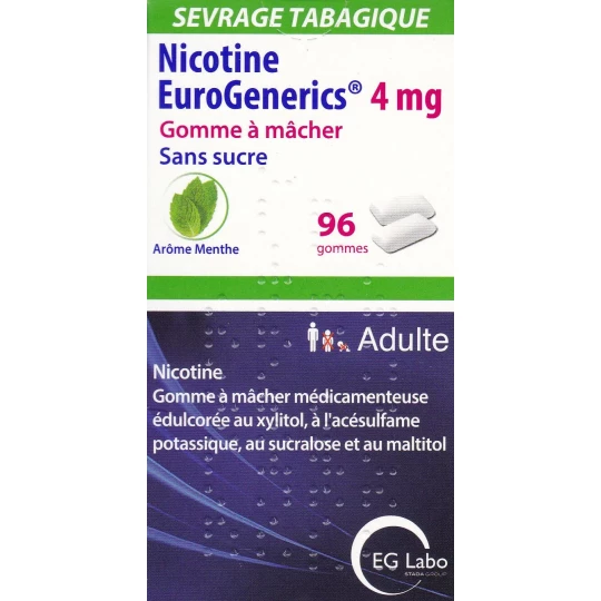 EG Labo Nicotine Menthe 4 mg Sans Sucres Gommes x 96