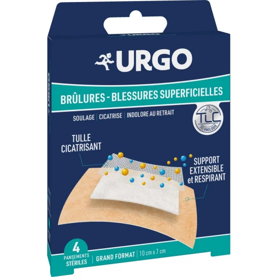 Urgo Brûlures Blessures Superficielles Pansements Stériles 10 x 7 cm x 4