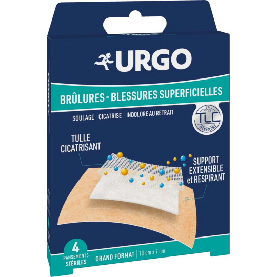 Urgo Brûlures Blessures Superficielles Pansements Stériles 10 x 7 cm x 4