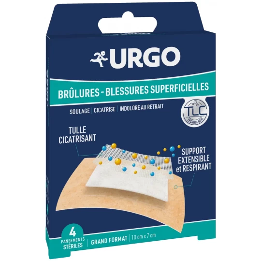 Urgo Brûlures Blessures Superficielles Pansements Stériles 10 x 7 cm x 4