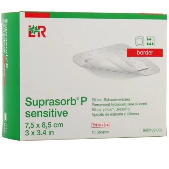 Suprasorb P Sensitive Pansements Hydrocellulaires Siliconés 7,5 x 8,5 cm x 10