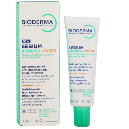 Bioderma Sébium Kérato+ Cover Gel-Crème Teinté Anti-Imperfections Médium 30 ml