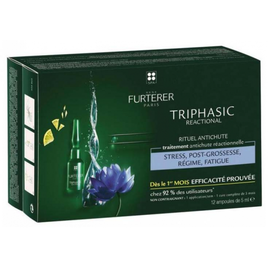 René Furterer Triphasic Reactional Traitement 2en1 Antichute & Pousse Ampoules x 12 - image 2