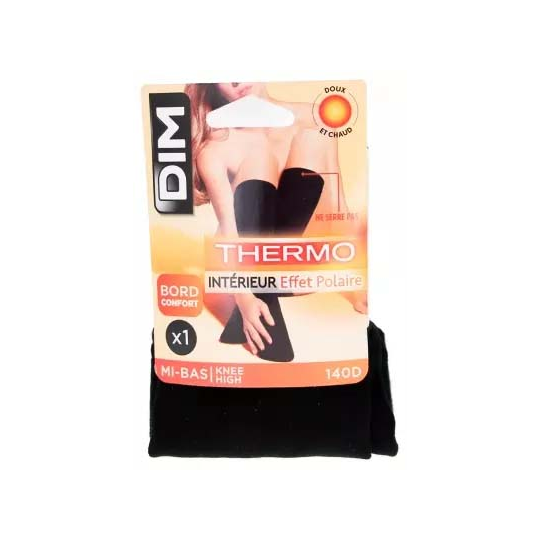 DIM Mi-Bas Thermo Intérieur Effet Polaire Noirs 1 Paire