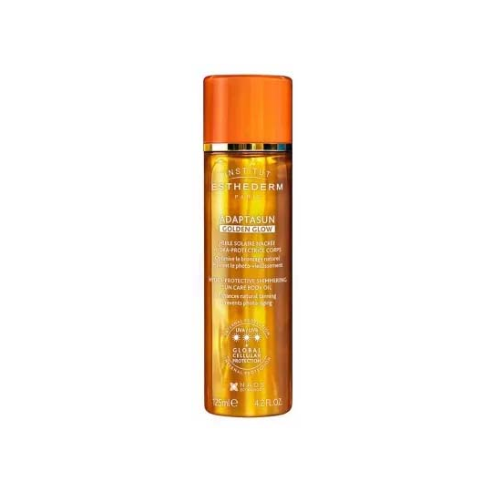 Institut Esthederm Adaptasun Golden Glow Huile Solaire Nacrée Hydra-Protectrice Corps Soleil Fort 125 ml