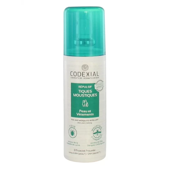 Codexial Répulsif Tiques Moustiques Peau et Vêtements 75 ml