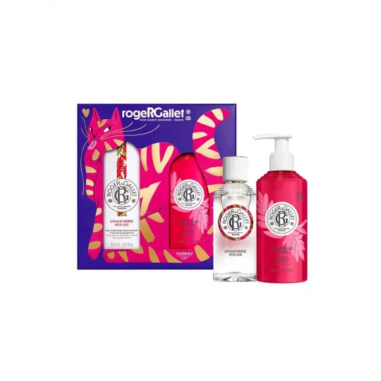 Roger & Gallet Gingembre Rouge Coffret Eau Parfumée Bienfaisante 100 ml + Lait Corps Bienfaisant 250 ml Offert