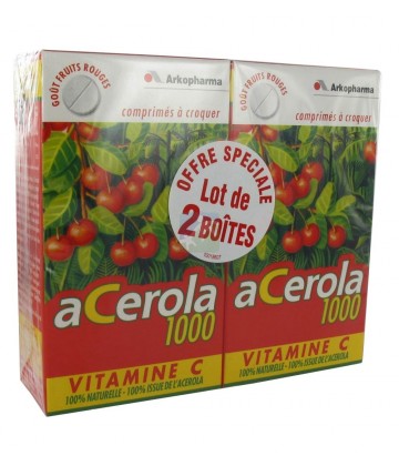 Arkopharma Acerola 1000 Vitamine C Goût Fruits Rouges 2 x 30