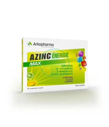 Azinc Energie Max Sans Caféine x 30