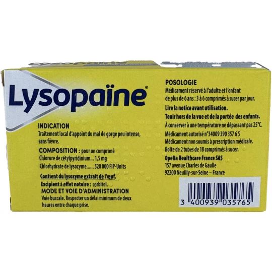 Lysopaïne Menthe Sans Sucre Comprimés à Sucer x 36 - image 2