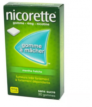 Nicorette 4 mg Gomme à mâcher Menthe Fraîche Sans Sucre x 30