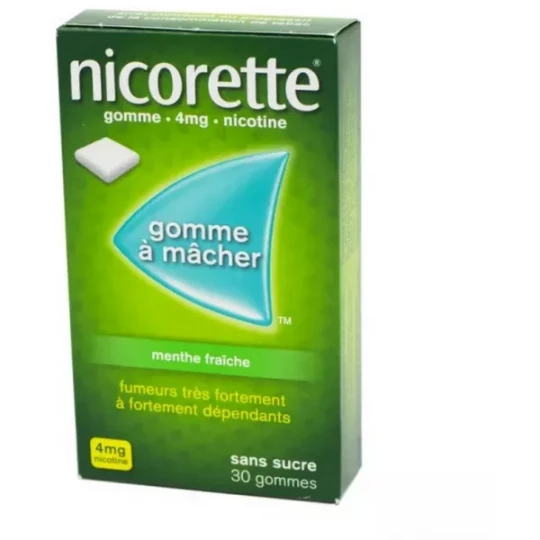 Nicorette 4 mg Gomme à mâcher Menthe Fraîche Sans Sucre x 30