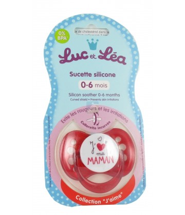 Luc et Léa Sucette Silicone 0-6 mois "J'aime ma Maman"